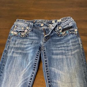 Miss Me 27 Womens extremely bedazzled with blue and teal beads Jeans